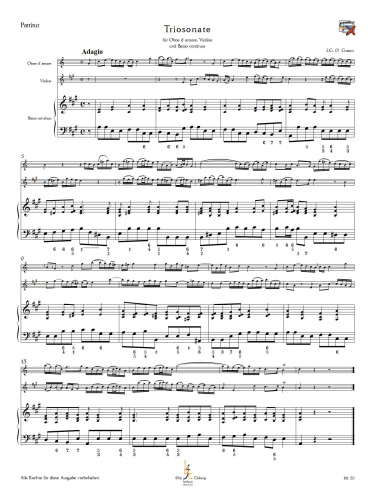 Graun (?), Johann Gottlieb - Triosonate für Oboe d' amore, Violine und Basso continuo